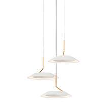  RYP-C3-SW-MWG - Royyo Pendant (Circular with 3 pendants), Matte White with Gold accent, Matte White Canopy
